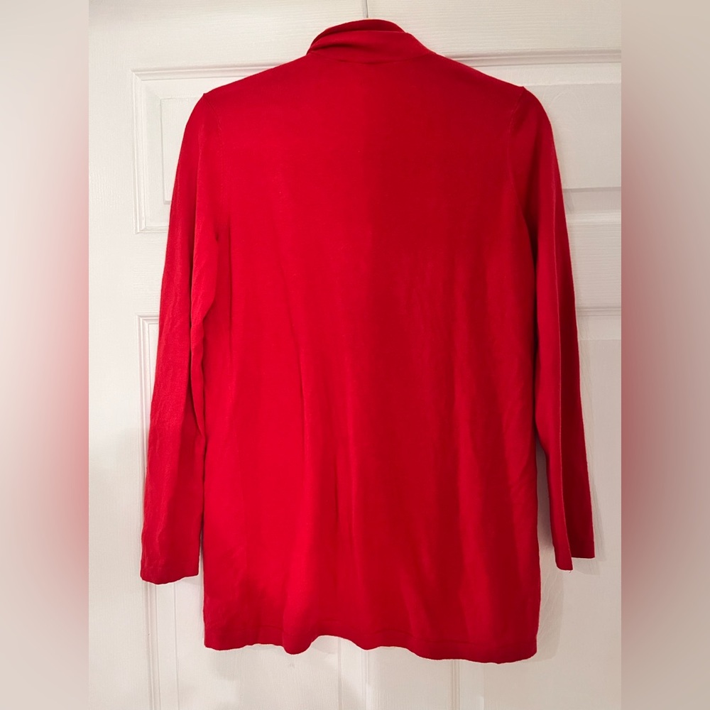 J McLaughlin open front Valentine red‎ 3/4 sleeve cardigan sweater women’s small - Picture 2 of 6